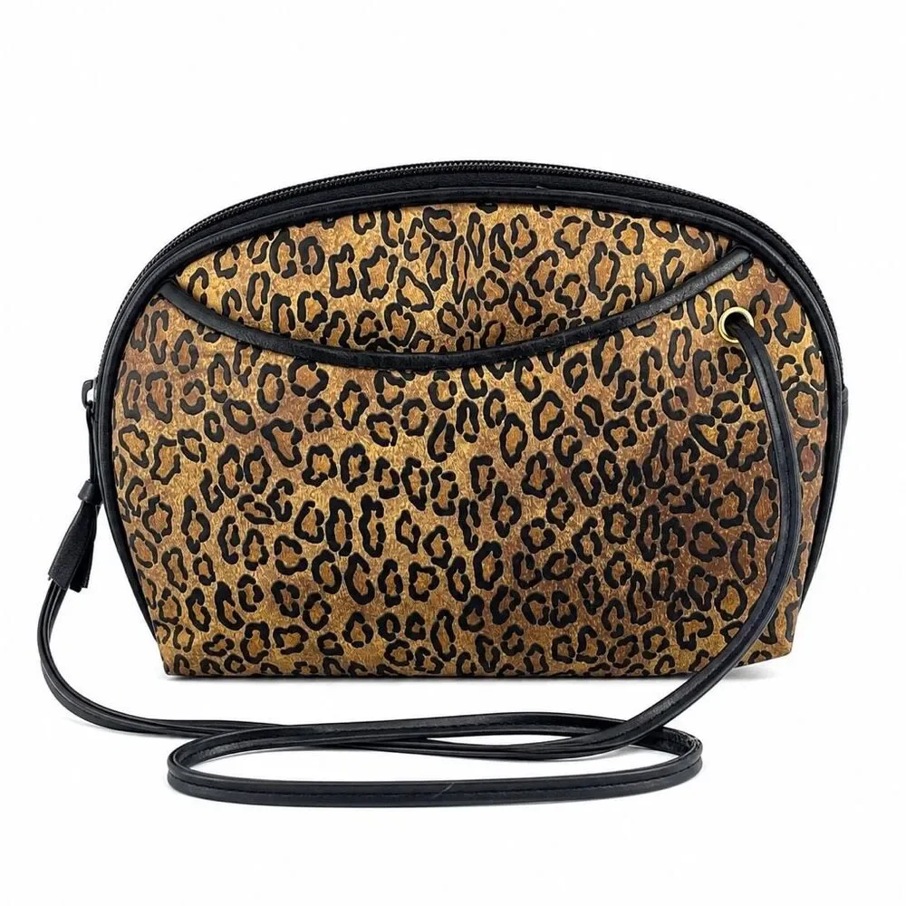 Leopard Print Crossbody Bag Faux Leather Minimalist Everyday Purse Chic